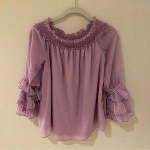 Cece purple ruffle blouse size S